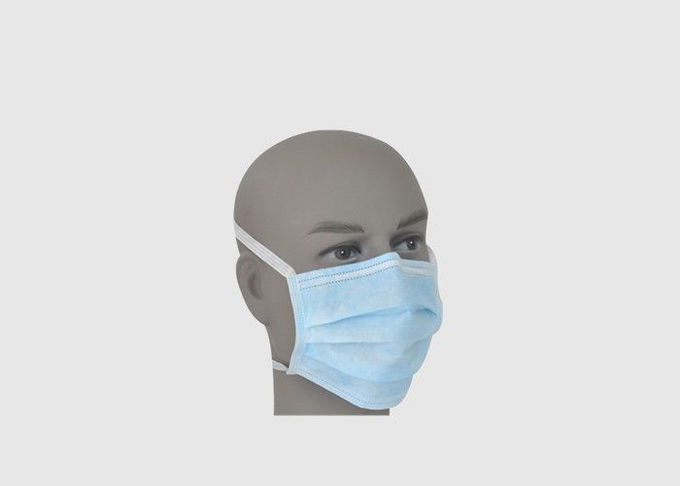 Blue Earloop Face Mask Pelindung Tiga Lapisan Pelindung Dengan Klip Hidung Disesuaikan